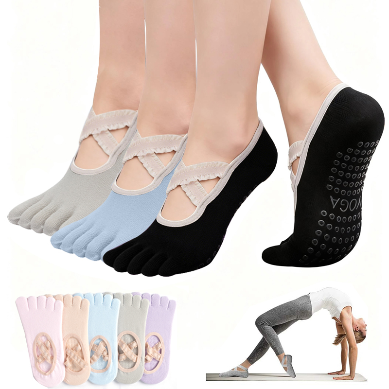 Yoga And Fitness Studio - Calcetines de Pilates Antideslizantes para Mujer,